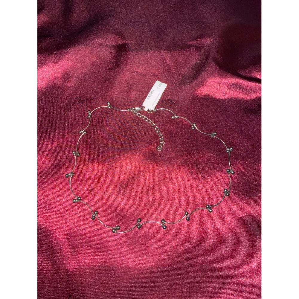New Silver‎ Tone Wavy Wire Beaded Choker Necklace Minimalist SNE001 adjustable